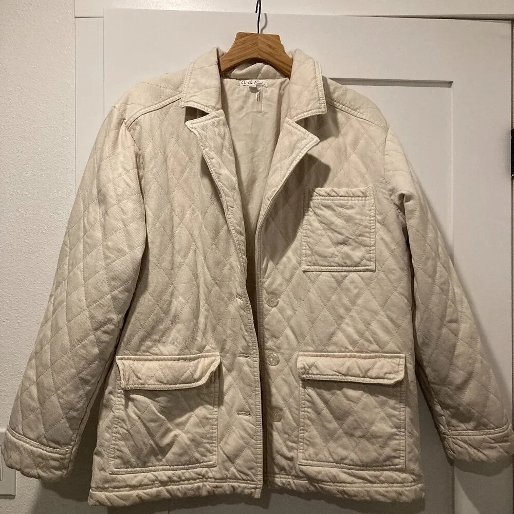 Anthropologie | Oversized Quilted Cream Jacket | Medium - Picture 6 of 14